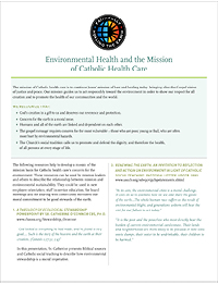 Environmental Health and the Mission of Catholic Health Care - Flyer