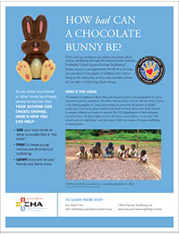 Human Trafficking Initiative - Easter-Themed Flyer About Cocoa Trade