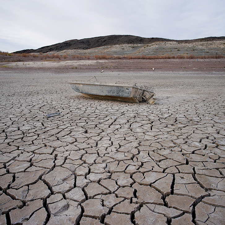 Dry, cracked lake bottom at Lake Mead