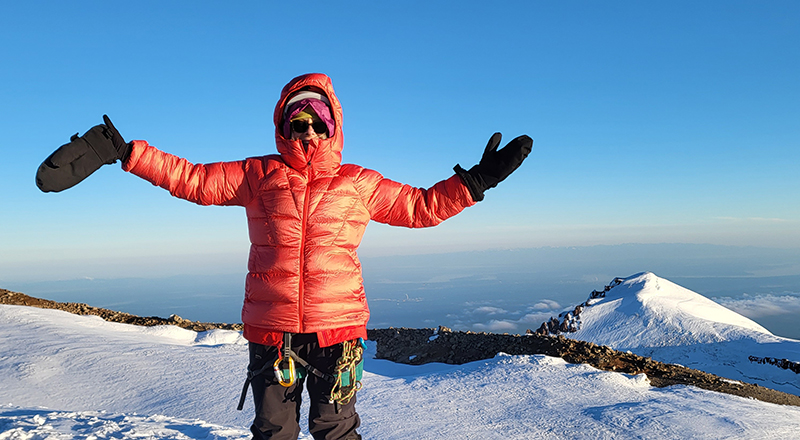 Rosana Slezeviciute at the top of Mt. Ranier.