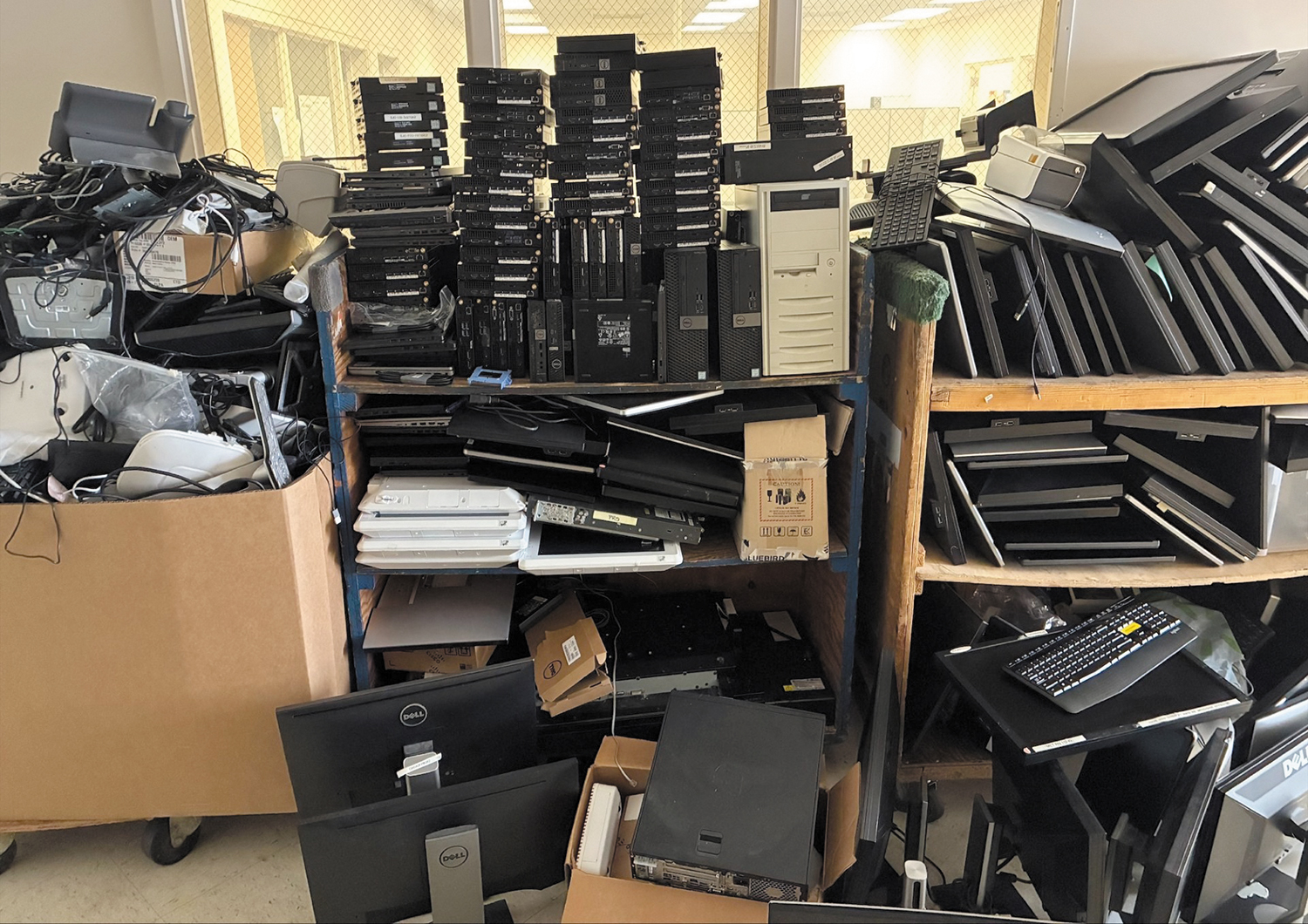 Providence St. Joseph Hospital Orange in California has a designated area where staff can drop off e-waste, or outmoded electronic equipment.