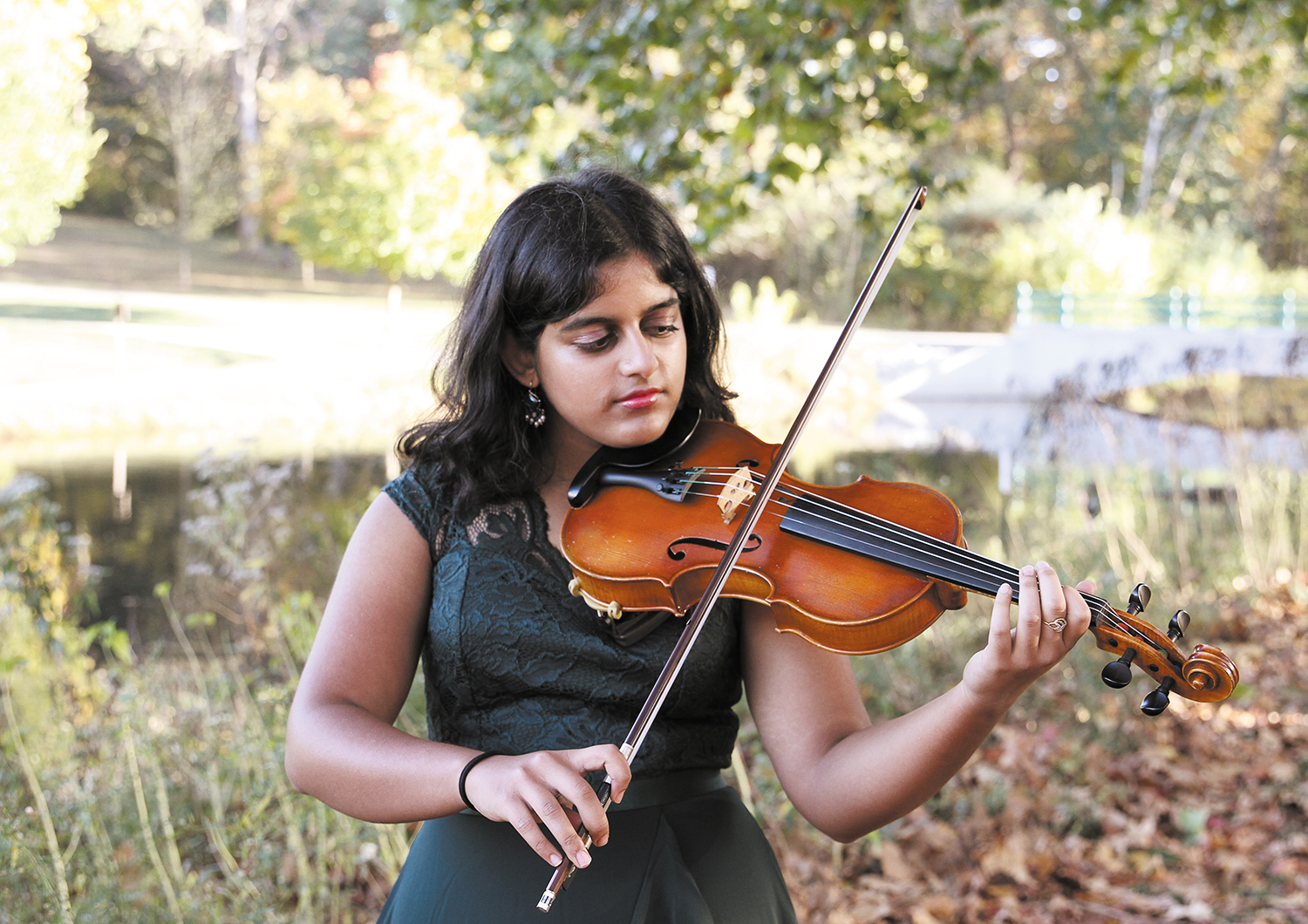 Meher Garg uses her musical gifts to bring joy to patients, including those at HSHS St. John’s Hospital in Springfield, Illinois.