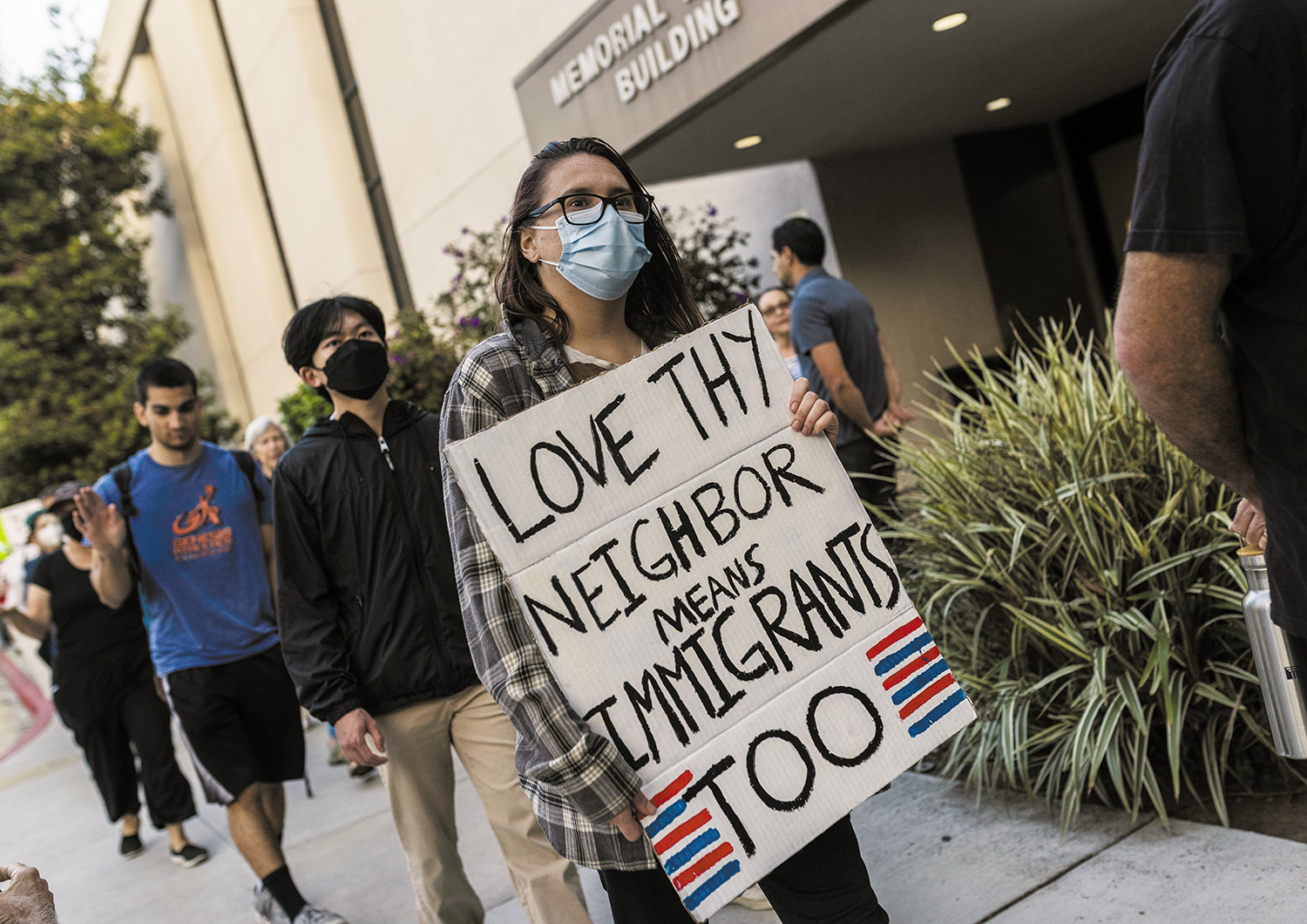 Protesters rally outside a California hospital