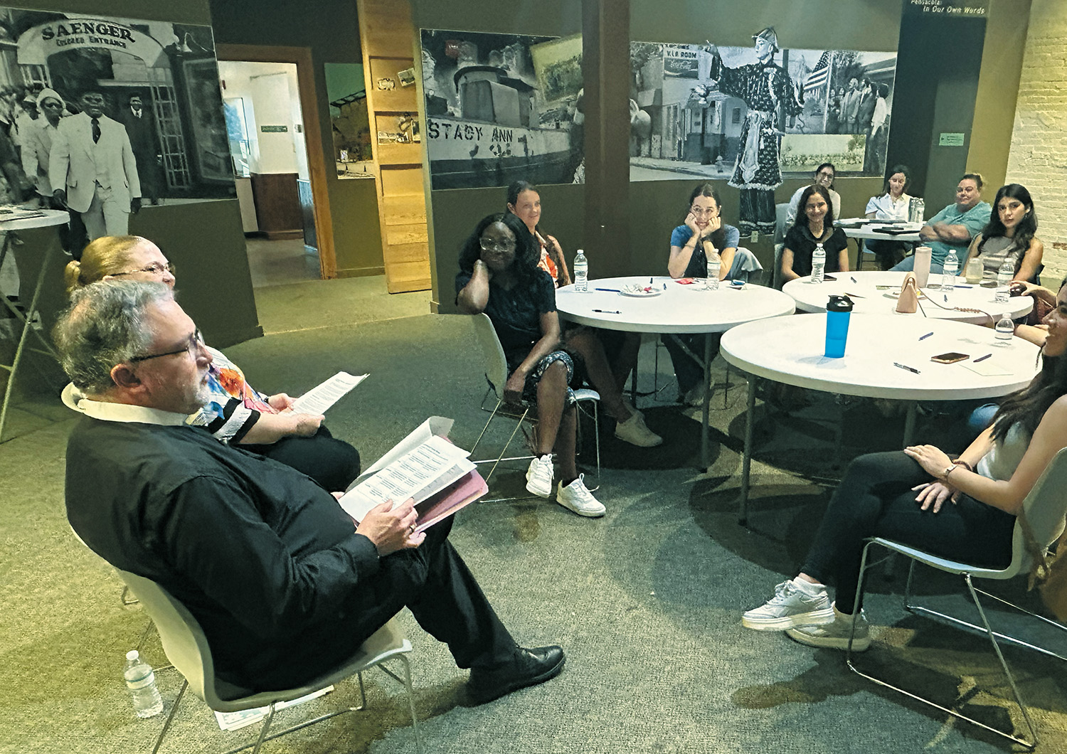 Rev. Greg Hershberger, left, the manager of spiritual care for four Ascension Florda hospitals, helps lead a discussion with pediatric residents at Ascension Sacred Heart Pensacola on how to have difficult conversations with patients and families