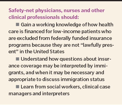 Safety-net physicians, nurses and other clinical professionals should: